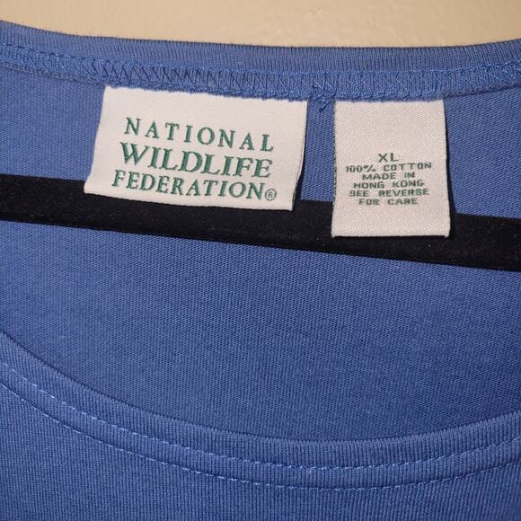 Vintage National Wildlife Blue Bird Colonial Blue Shift Dress XL Pockets Cotton - Picture 7 of 9